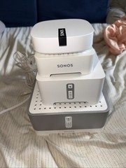 4 SONOS WIRELESS DEVICES: SONOS CONNECT AMP, CONNECT, BOOST, and BRIDGE + CORDS