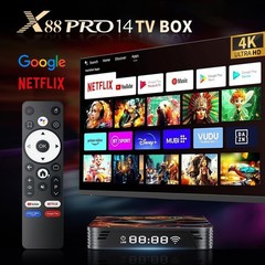 Compact Android 14.0 TV Box with Dual-Band Wi-Fi & Bluetooth 5.0 Connectivity