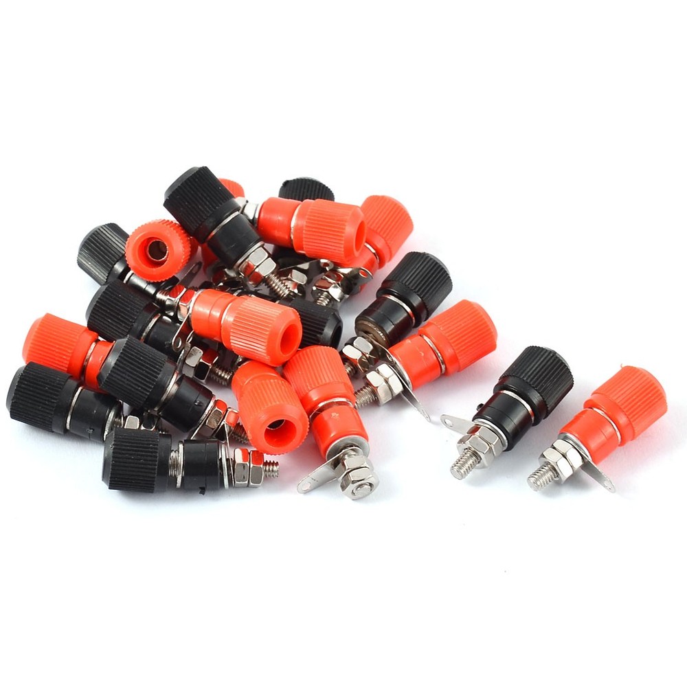 20pcs Black Red Metal Body Speaker Amplifier 4mm Banana Jack Binding Post