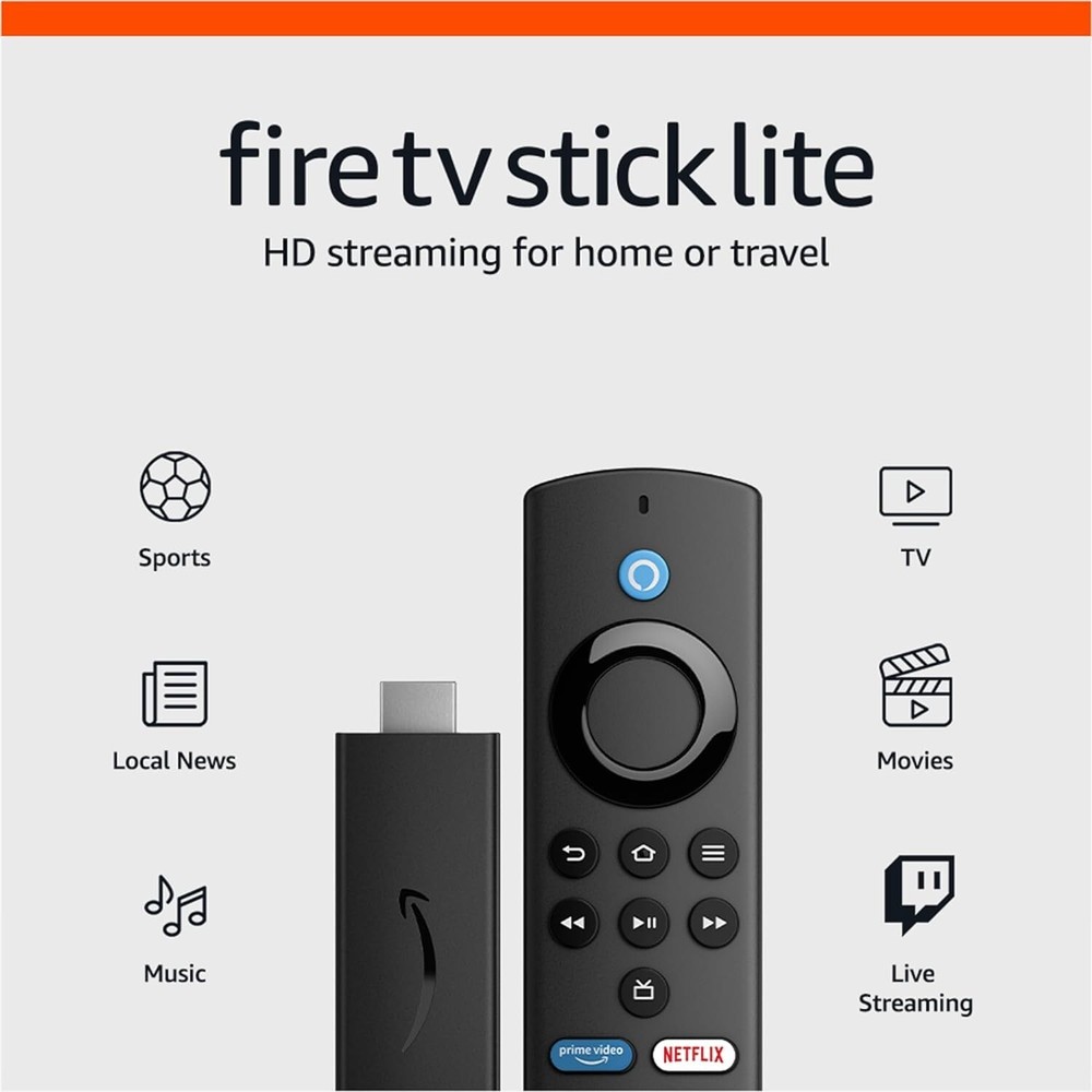 Amazon Fire TV Stick Lite, free and live TV, Alexa Voice Remote Lite NEW