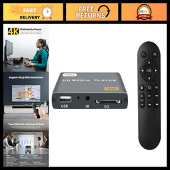 4K Digital Media Player – HDMI/AV Output, USB/SD Card, H.265, Auto Playback, Gre
