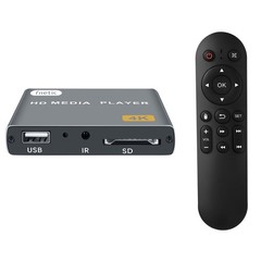 4K Digital Media Player HDMI AV Output, Mini HD Video Player for USB SD Cards, H