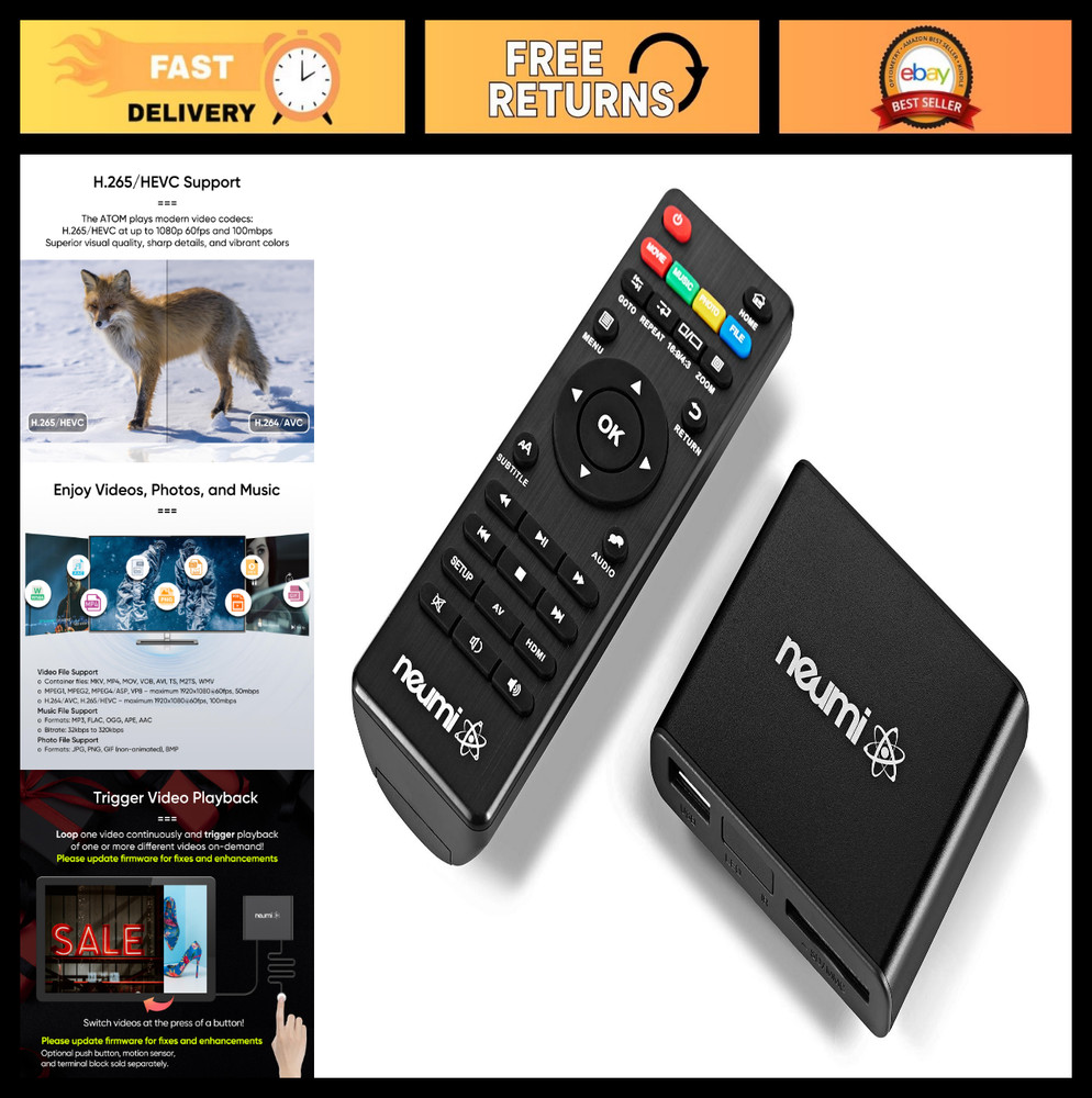 1080P Full HD Digital Media Player for USB Drives & SD Cards, HDMI, Auto Playbac
