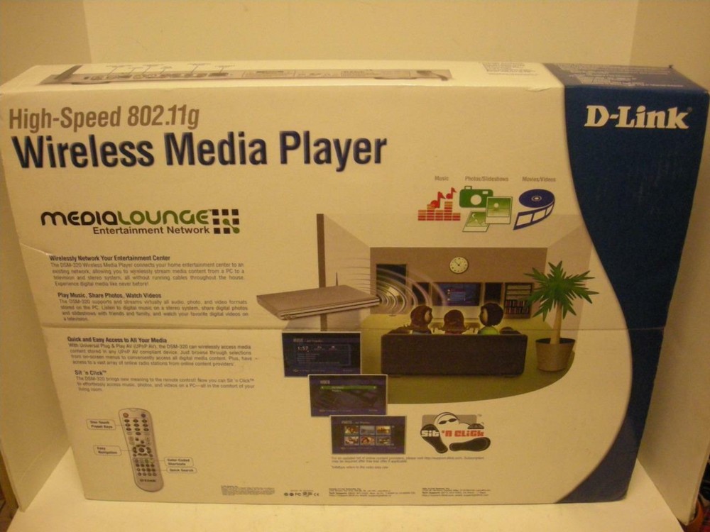 NEW D-LINK DSM-320 MediaLounge Wireless Media Player Audio/Photo/Video 802.11