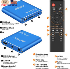 HDMI Media Player Blue Mini 1080p Full-HD Ultra HDMI MP4 Player for MKV/RM NEW