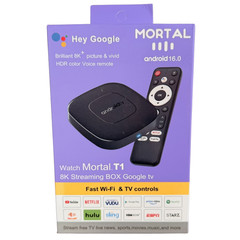 2026 Android 16 Streaming TV Box 8K Voice Control 2GB/16GB Mortal T1 HDR WiFi 6