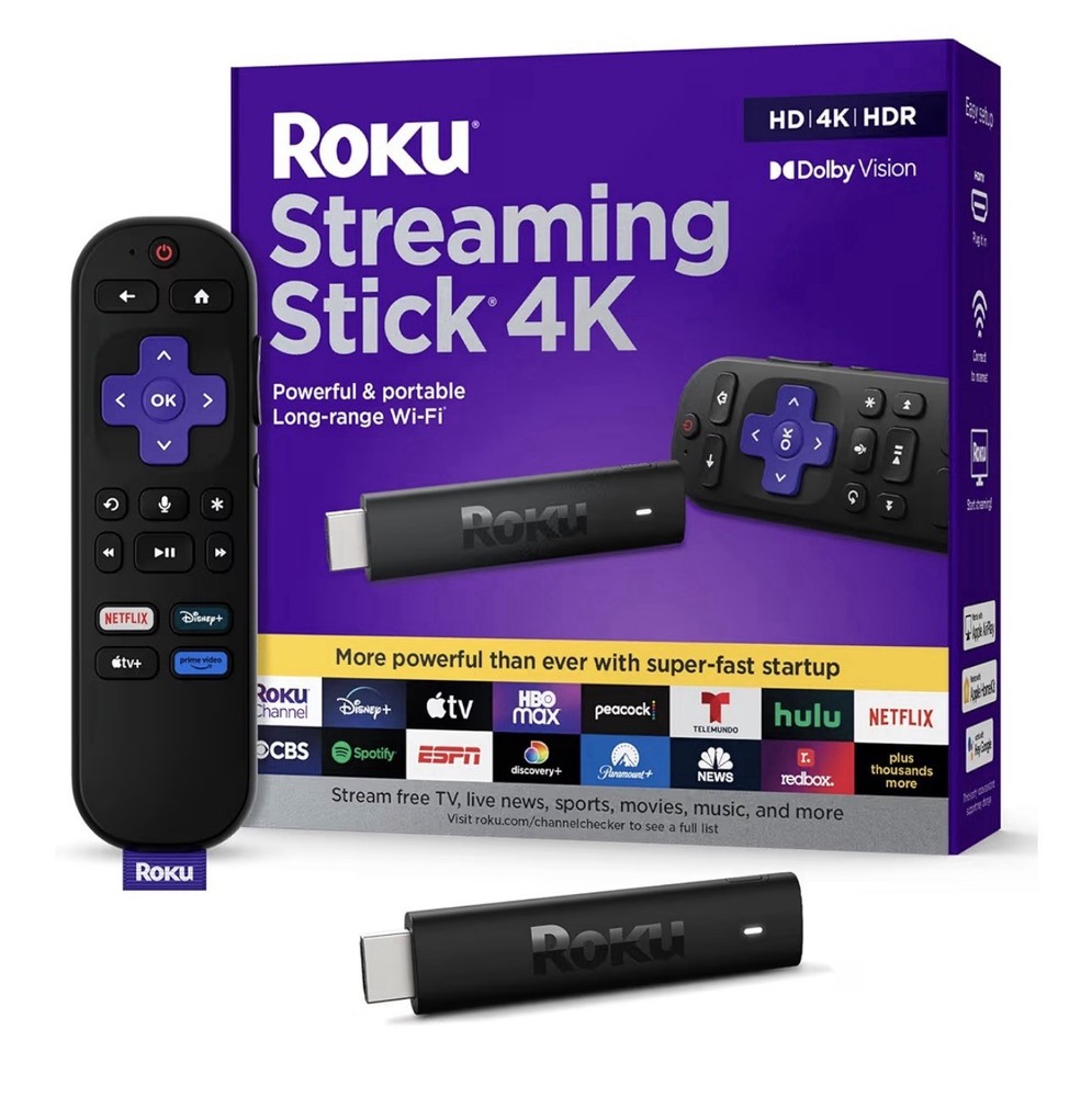 Roku Streaming Stick 4K Dongle 4K HDR Dolby Vision HDMI Wi-Fi Portable w/ case