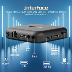 Android 14.0 TV Box, RK3518 Quad-Core, 2GB RAM, 16GB, 4K, Wi-Fi 6, uetooth 5.0