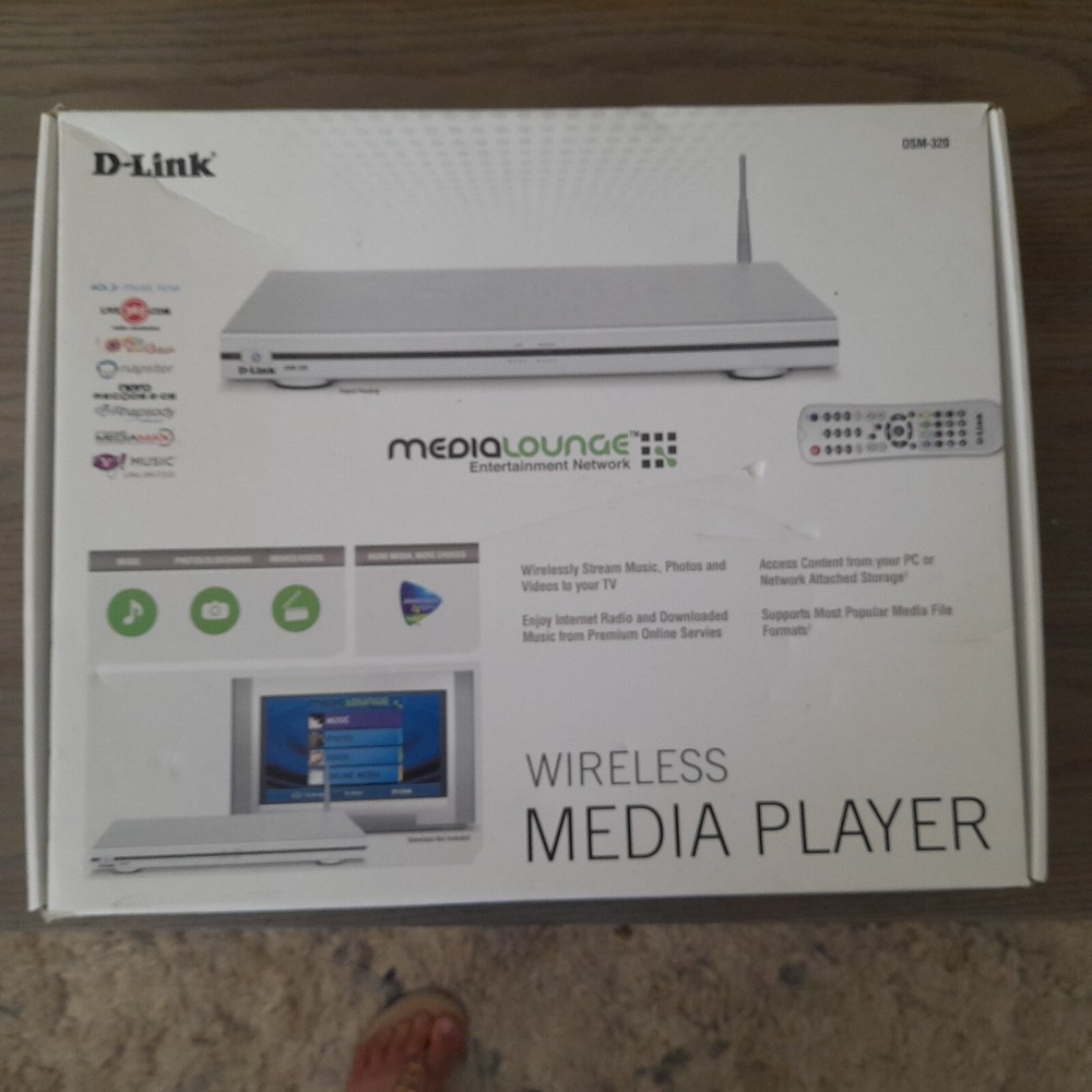 D-Link Wireless Media Player DSM-320 NETWORK ATTACHED No Box Inc MISSING ANTENNA