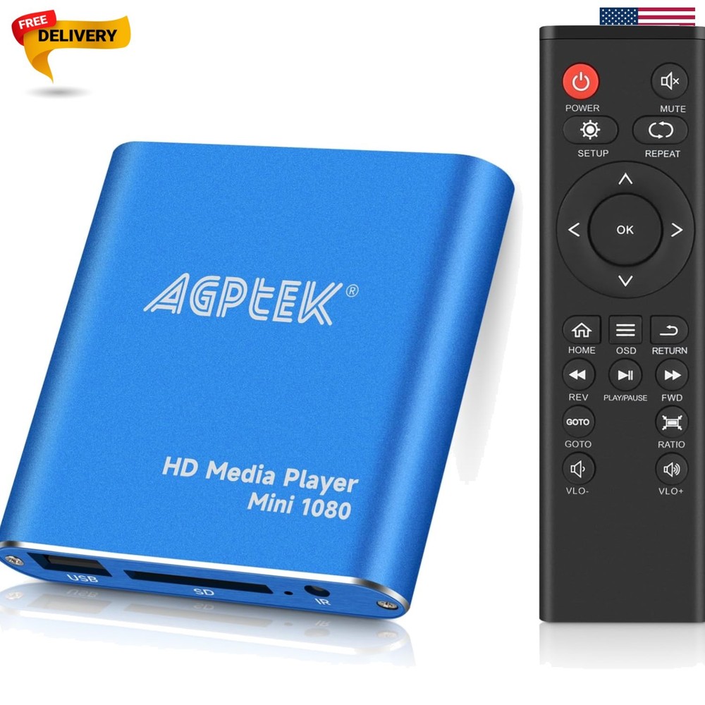 HDMI Media Player, Blue Mini 1080p Full-HD Ultra HDMI MP4 Player for -MKV/RM/…