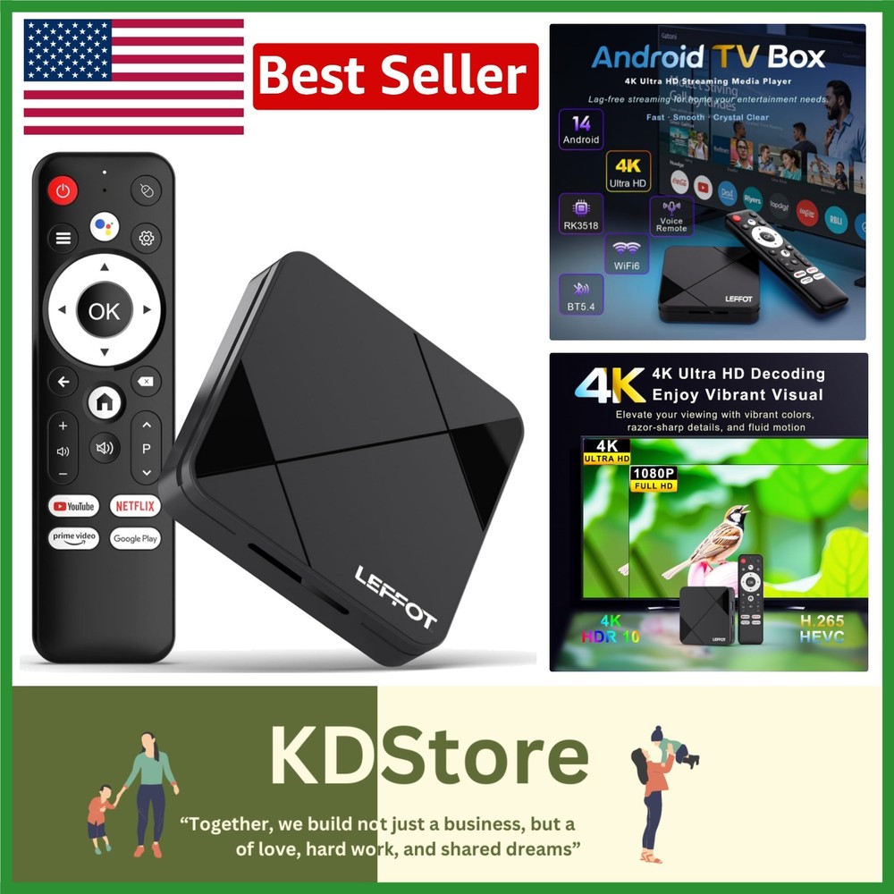 RK3518 Smart TV Box with 4K Ultra HD Streaming & Voice Control, 2GB RAM 16GB ROM