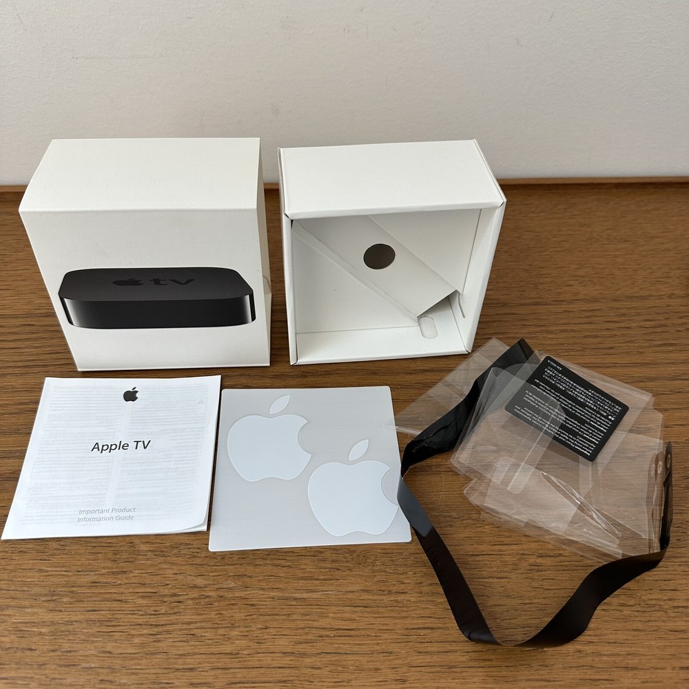 Apple TV 3rd Gen 1080p HDMI Black MD199LL/A A1469 Empty Box Only Stickers Guide