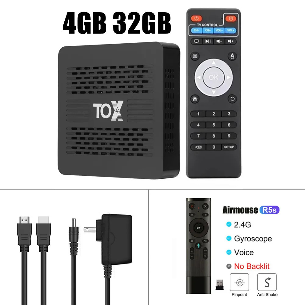 TOX4 Smart TV box RK3528 Android 13 4GB 32GB BT5.0 AV1 1000M LAN 2.4G 5.8G Dual