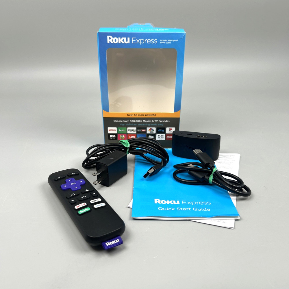 Roku Express HD 3900R 1080p HDMI Streaming Player Complete w/ Box – Excellent