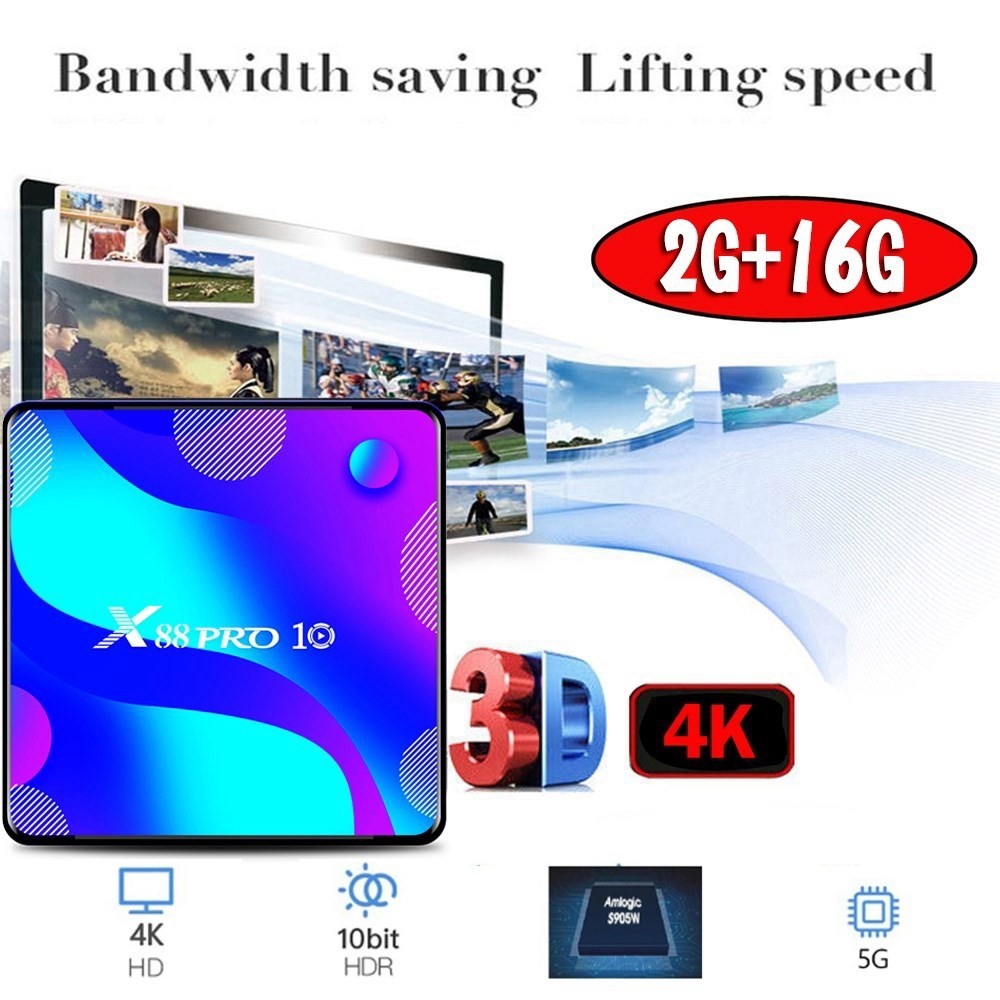 X88 Pro 10 Android Tv Box 11.0 Smart Tv Box Rk3318 2Gb 16Gb Support 2.4G/5G