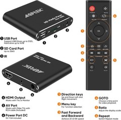 HDMI Media Player, Black Mini 1080p Full-HD Ultra HDMI Digital Media Player f…