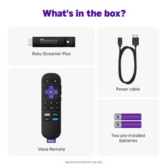 ​Roku Streamer Plus 4K HDR Streaming Device Media Player Voice Remote black New
