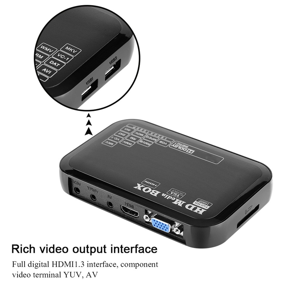Full HD Mini Box Media Player 1080P Media Player Box Support MMC RMVB MP3 AVI