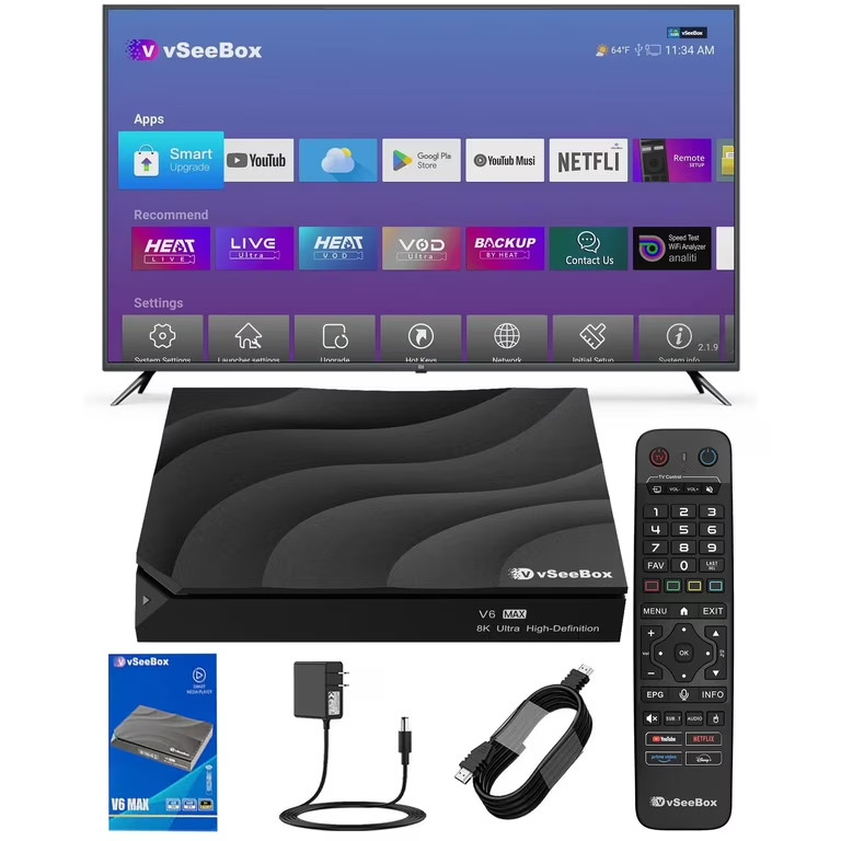 Brand New vSeeBox V6 Max Android 12 TV Box 4GB 64GB Storage Wireless Streaming