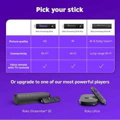 Roku Streaming Stick Plus 2025 – 4K & HDR Roku Streaming Device for TV with Voic