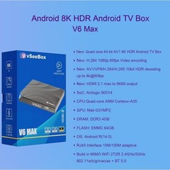 NEW VSee Box V6 Max 6K Android TV Streaming Box WiFi 6 Bluetooth Factory Sealed