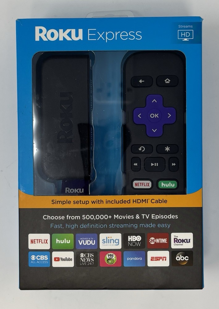 Roku Express (6th Generation) HD Media Streamer 3900RW VUDU Edition – Black (C)