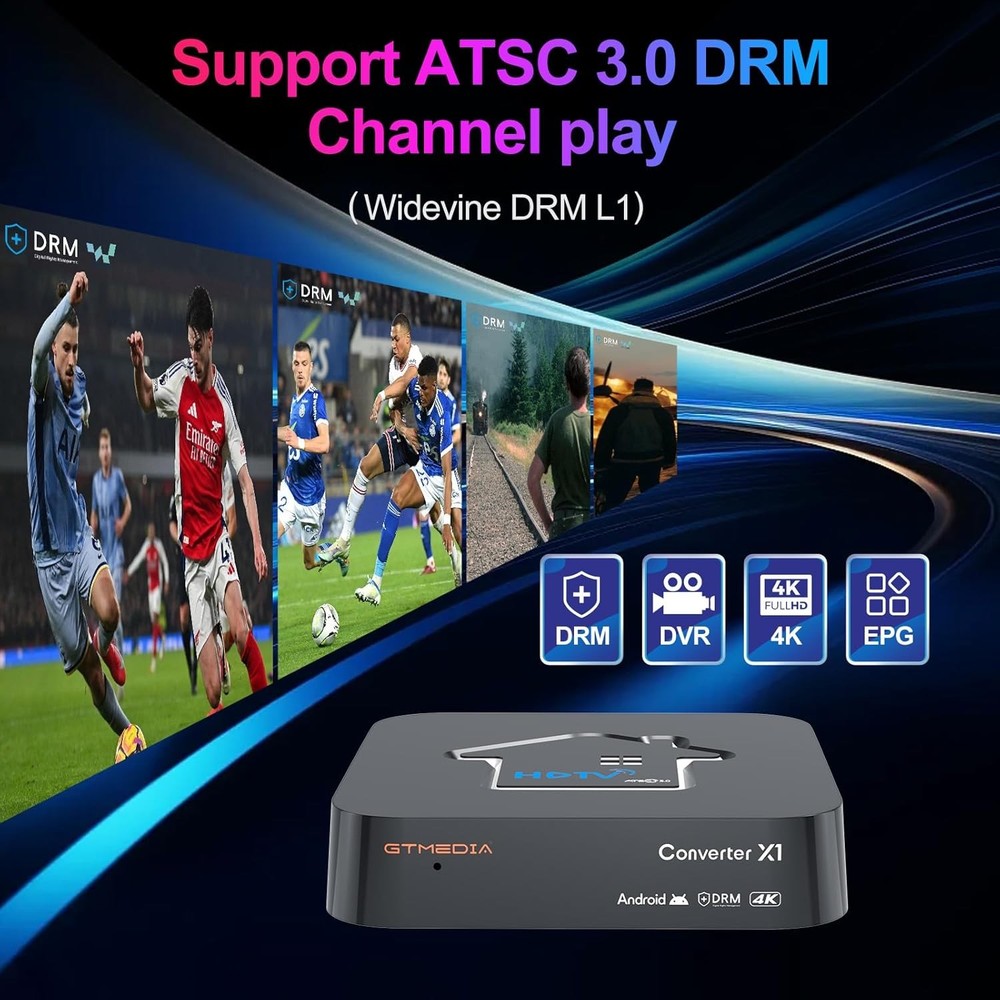 ATSC 3.0 4K UHD Digital OTA TV Tuner Converter Media Player Smart TV Box DVR EPG