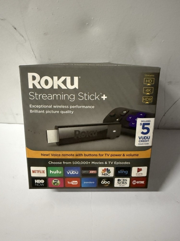 Roku Streaming Stick+ Voice Remote with TV Power & Volume Buttons 4K HDR SEALED