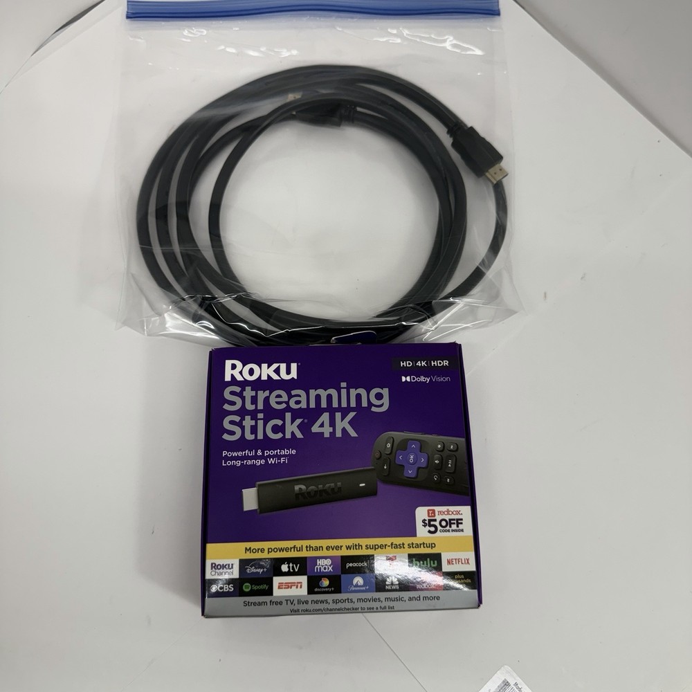 Roku Streaming Stick 4K HD HDR Dolby Vision Media Player Remote & Accessories