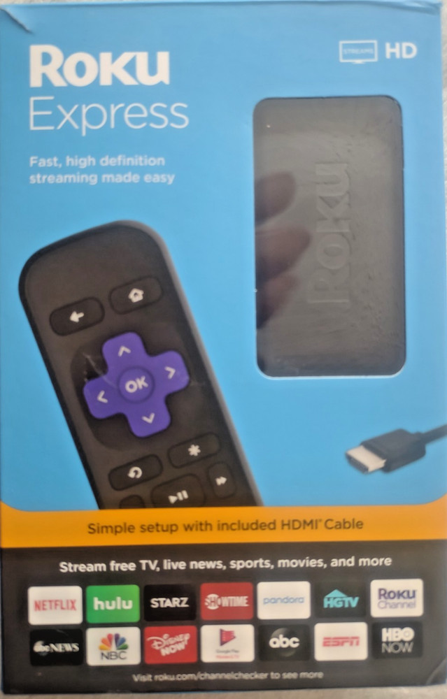 Open Box – Roku Express HD Streaming Media Player – Black – Free Shipping