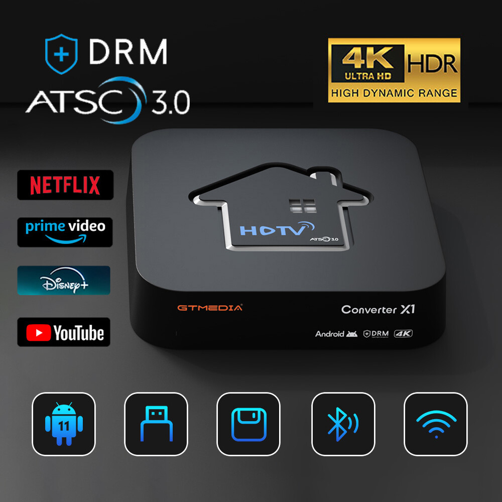 GTMEDIA 4K ATSC 3.0 DRM Android 11 Smart Converter HDTV Box Nextgen over-the-air