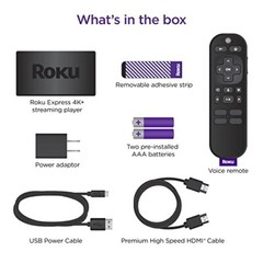 Roku Express 4K+ | Roku Streaming Device 4K/HDR, Roku Voice Remote, Free & Live