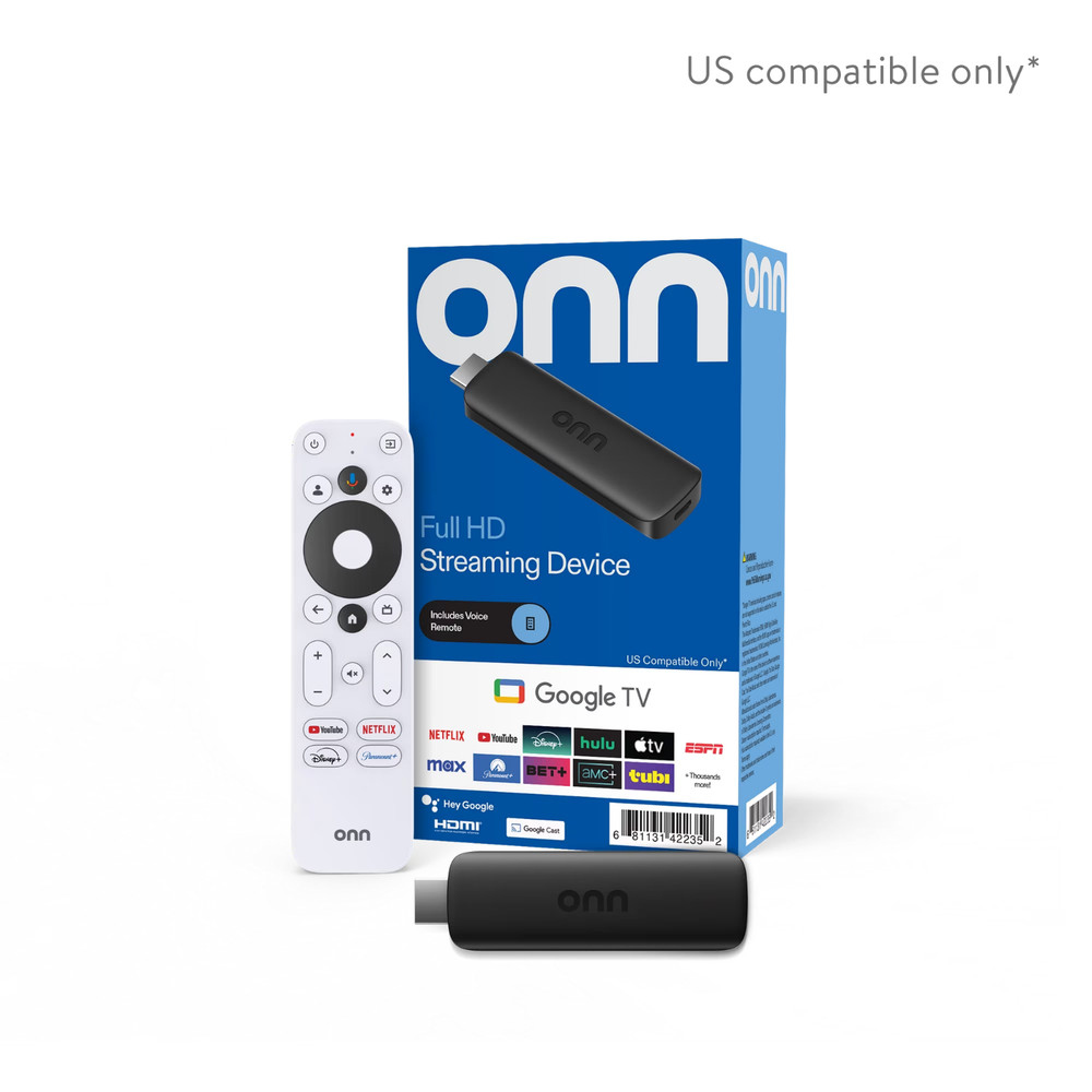 onn Full HD Streaming Device with Google TV Voice Remote 8GB Storage