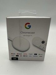Google Chromecast with Google TV 4K UHD GZRNL Snow w/ Remote & Power Adapter