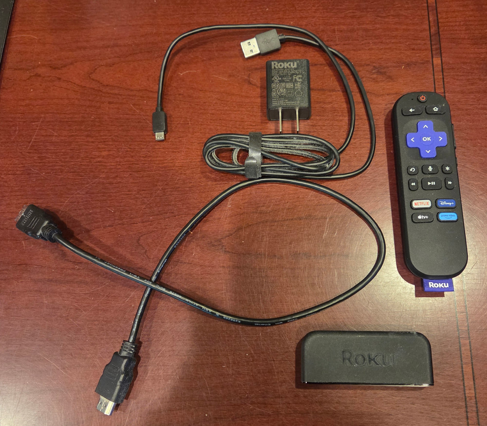 Roku Express 3900X HD Streaming Media Player, Complete Bundle, Tested & Working