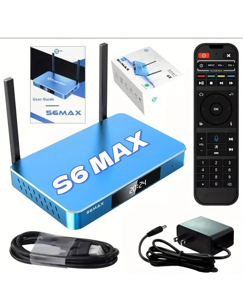 S6 MAX Android TV Box with Remote Control and User Guide