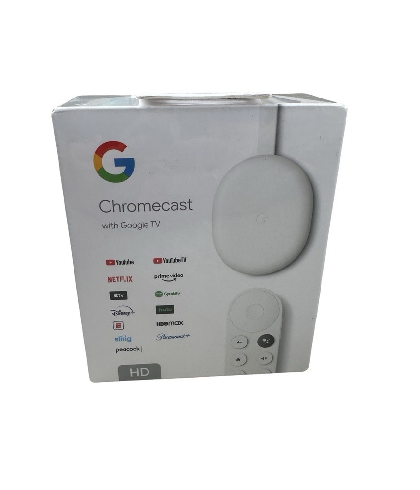 Google Chromecast with Google TV Media Streamer – Snow (GA03131-US) New Sealed