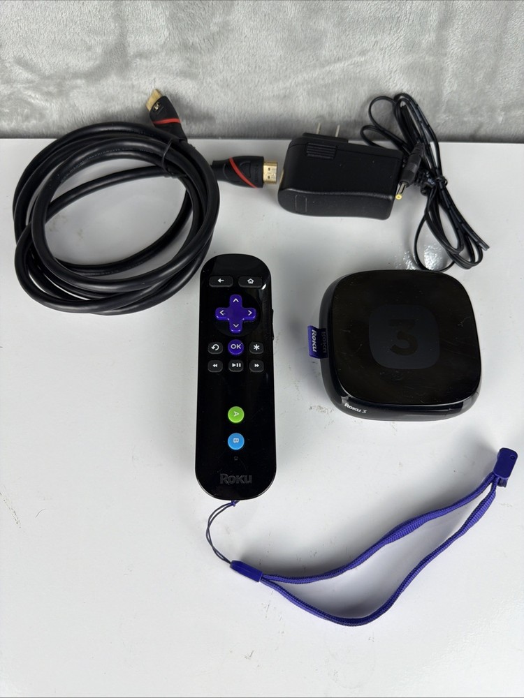 Roku 3 (3rd Generation) Media Streamer 4200X – Black w/ Power Cord & Remote