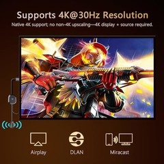 4K Wireless Display Adapter Dongle, Screen Mirroring for i-Phone i-Pad Android L
