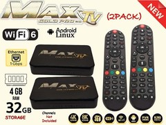 2-Pack MAXTV GOLD PRO 5G 4K Ultra-HD Box + ANDROID 9.1 (2023) UPDATED, POWERFUL