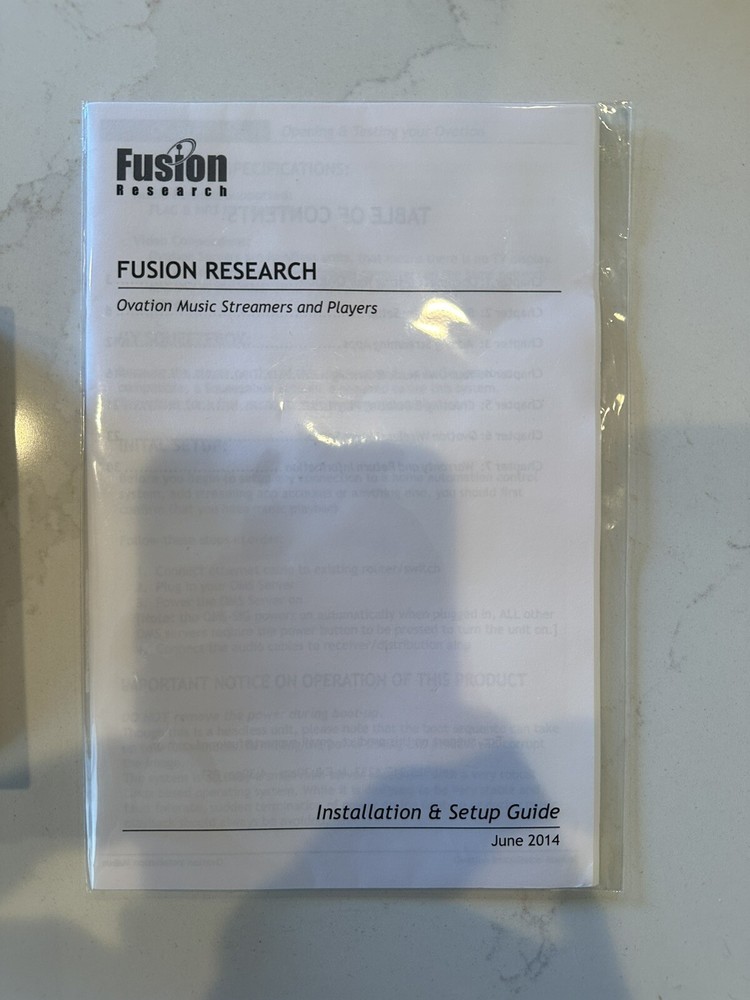 **Fusion Research Ovation Music Streamer Untstd** 120224 M0112 006