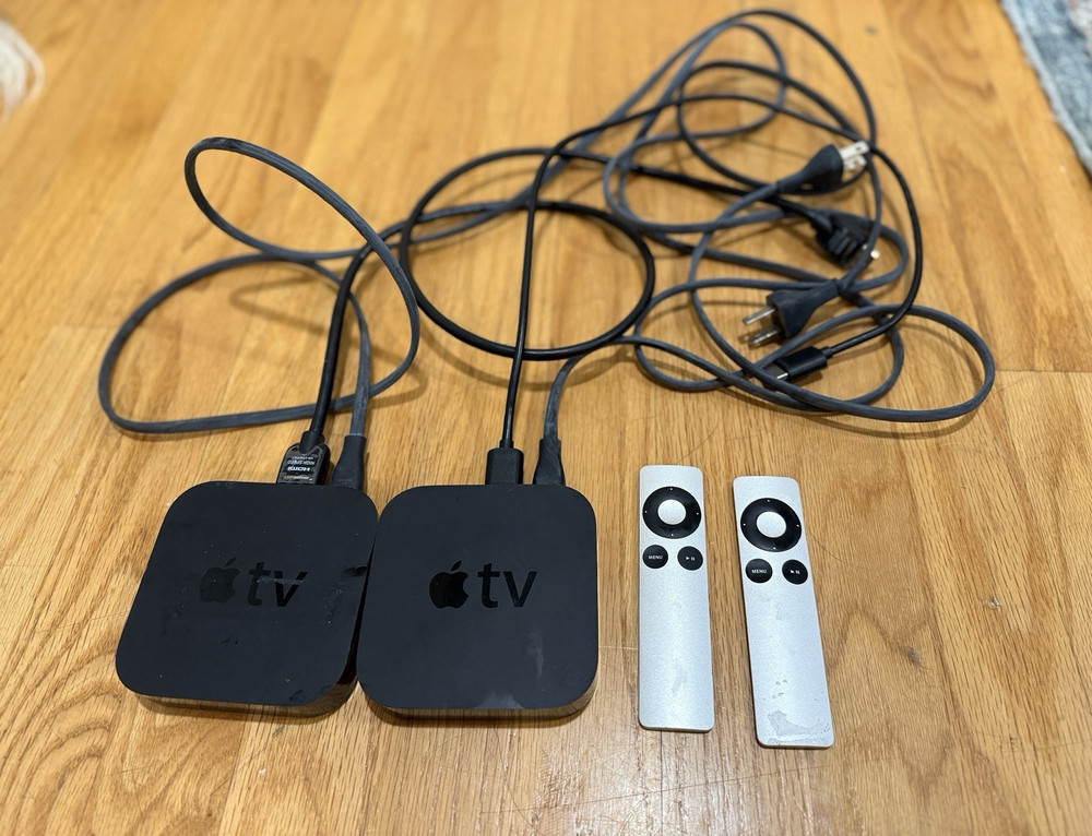Apple TV Box Media Streamer Lot of 2 w/ 2 Remotes HDMI Cables Power Cords