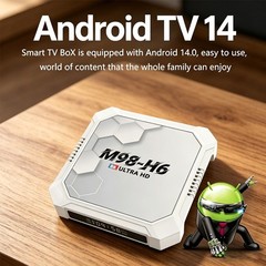 M98-H6 Android 14 TV Box 4K Ultra HD WiFi6 BT 5.4 4+32 GB Streaming Media Player
