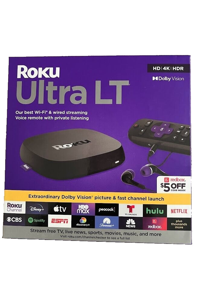 Roku Ultra LT Streaming Device 4K/HDR/Dolby Vision w Remote +HDMI NEW Free Ship