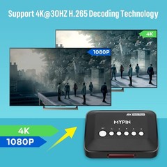 4K@30hz HDMI TV Media Player HDMI/AV Output Digital MP4 Player for 14TB HDD