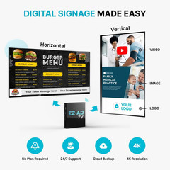 EZ AD TV Digital Signage Player, Digital Signage 4K Player Kit, Auto-Post Conten