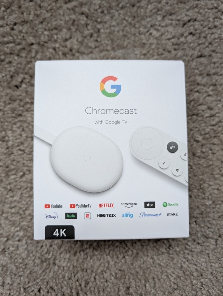 Google Chromecast with Google TV 4K Snow Open Box + Google Ethernet Adapter