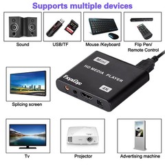 HDMI Media Player, 4K Ultra HD Digital Media Player, Supports USB Drive, SD C…
