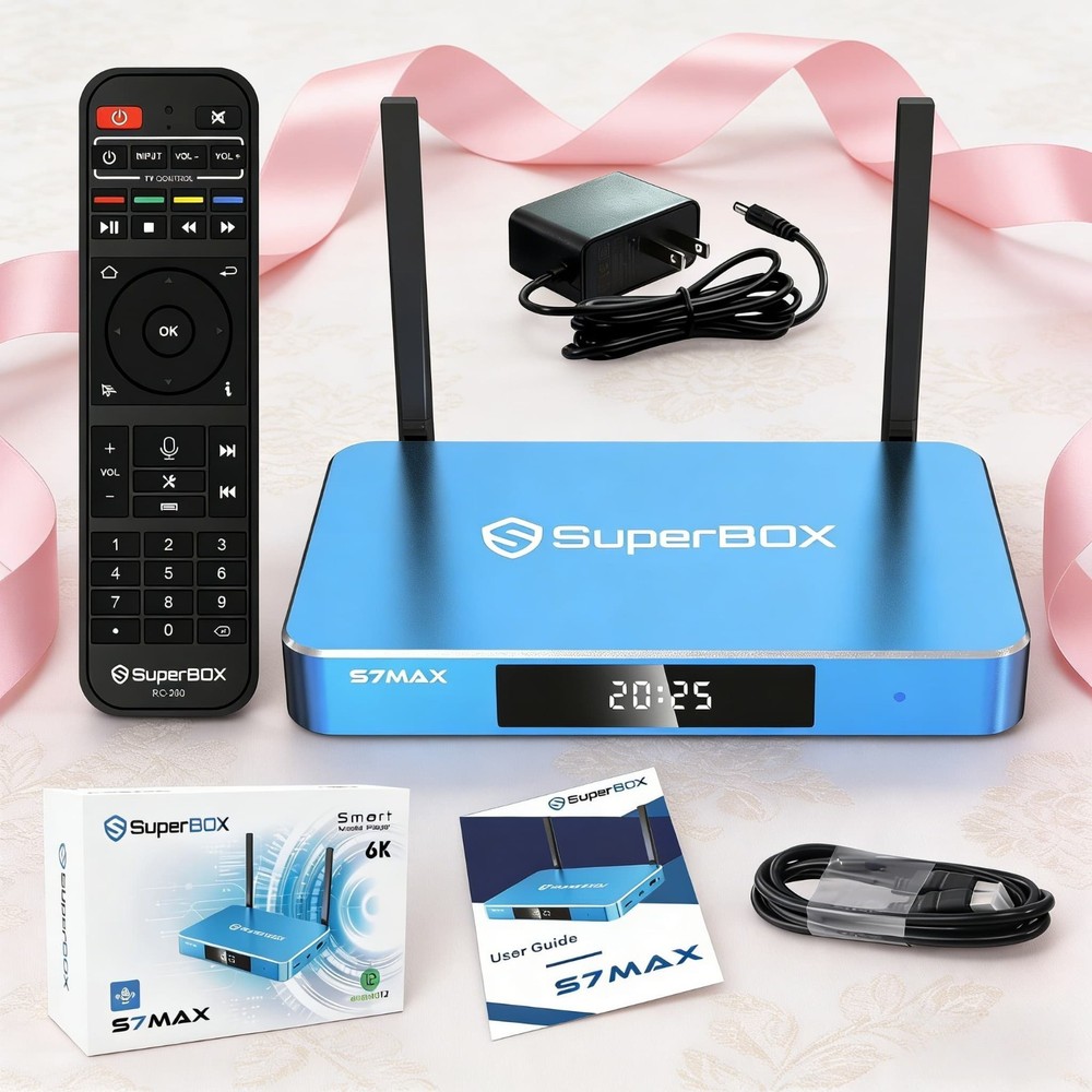 2026 New SuperBox S7 Max Streaming Box 1000Mbps Ethernet Dual Band WiFi 6