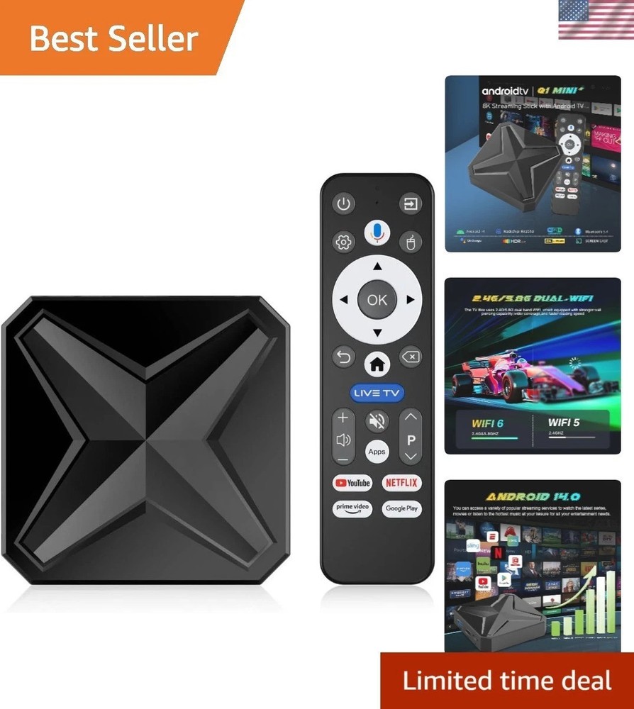 Android 14 TV Box 2026, Android TV Box 8K Ultra HD with 2GB RAM and 16GB ROM,…